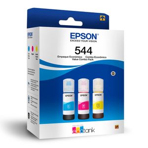 Pack de 3 botellas de tinta Epson Cmy T544 rinde hasta 7500 páginas a color