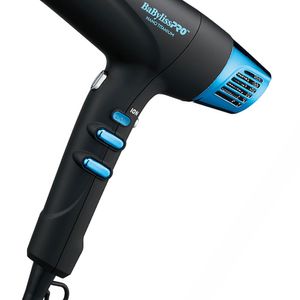 Secadora BaBylissPRO Dual Ionic Metal Blue, 2200W, motor sin carbones, 9 ajustes de calor velocidad, boquillas y difusor
