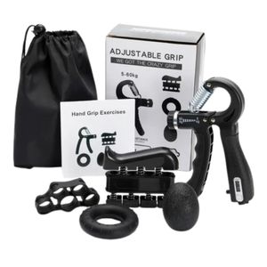 Set Hand Grip Completo, agarres ajustables para fortalecer manos y antebrazos, negro
