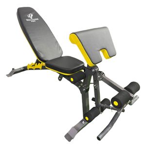 Banca Dds con agarre biceps, soporte ajustable, comodidad, amarillo