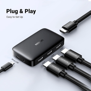 Switcher HDMI UGREEN 3 EN 1 4K 30FPS HDR, conecta y controla múltiples dispositivos, calidad 4K