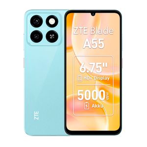 Celular ZTE Blade A55 128GB, 4GB ram, cámara principal 13MP, frontal 8MP, 6.75", azul