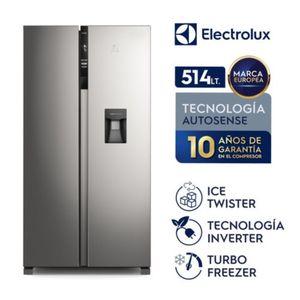 Refrigerador Electrolux ERSA53V2HDS Side by Side 514 litros con tecnología inverter, turbo freezer, ice twister