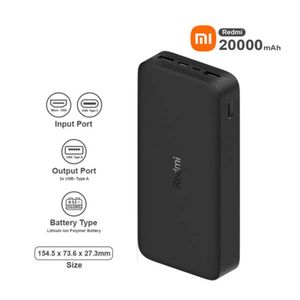 Batería externa Xiaomi 20000 mah, puerto tipo C, con carga rápida, protección completa, negro