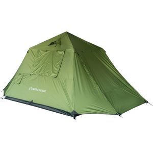 Carpa 3 estaciones, 6 personas, apertura para aire acondicionado, verde
