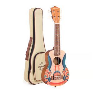 Bamboo Ukelele concierto retro: sonido cálido y diseño colorido con cuerpo de linden
