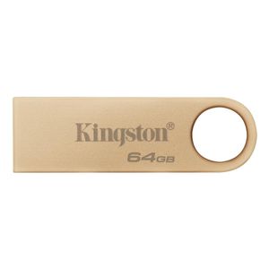 Memoria USB 3.2 Kingston DataTraveler SE9 G3 64GB de capacidad, dorado metálico