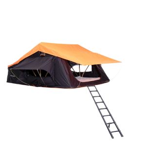 Carpa de techo Villarrica, 3-4 personas, escalera de aluminio plegable, negro