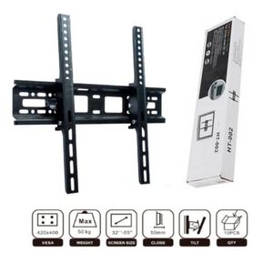 Rack fijo para TV, soporta de 32 a 55 pulgadas, 30 kg, negro