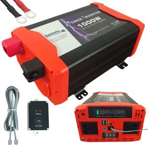Inversor de corriente 12V a 220V 1000W, 2 puertos USB, 2 sockets, onda pura