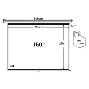 Ecran manual retráctil Evox, pantalla para proyector, 150", blanco mate