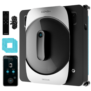 Robot limpiavidrios Conga Windroid 1290, doble spray de agua, negro