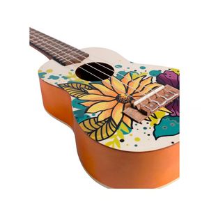 Ukelele Concierto Flowers Line, sonido cálido, funda acolchonada, spring