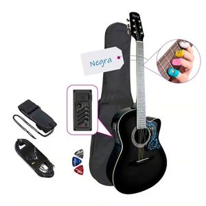 Guitarra electroacústica, llave de calibración, elegante diseño, nylon, negro