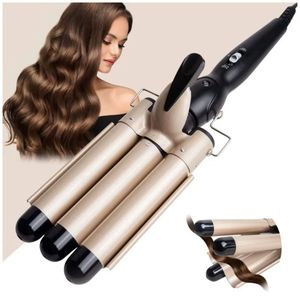 Rizador profesional ondulador, 3 barriles para cabello, alta calidad, dorado