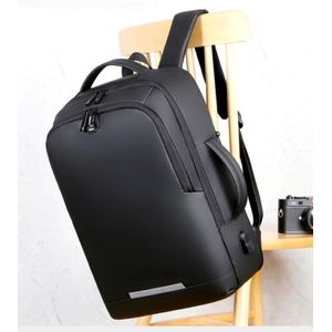 Mochila de mano, compartimiento para laptop, conector USB, negro