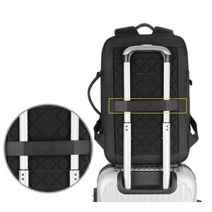 Mochila de nylon 20-35L con puerto USB, compartimento para laptop, impermeable, resistente