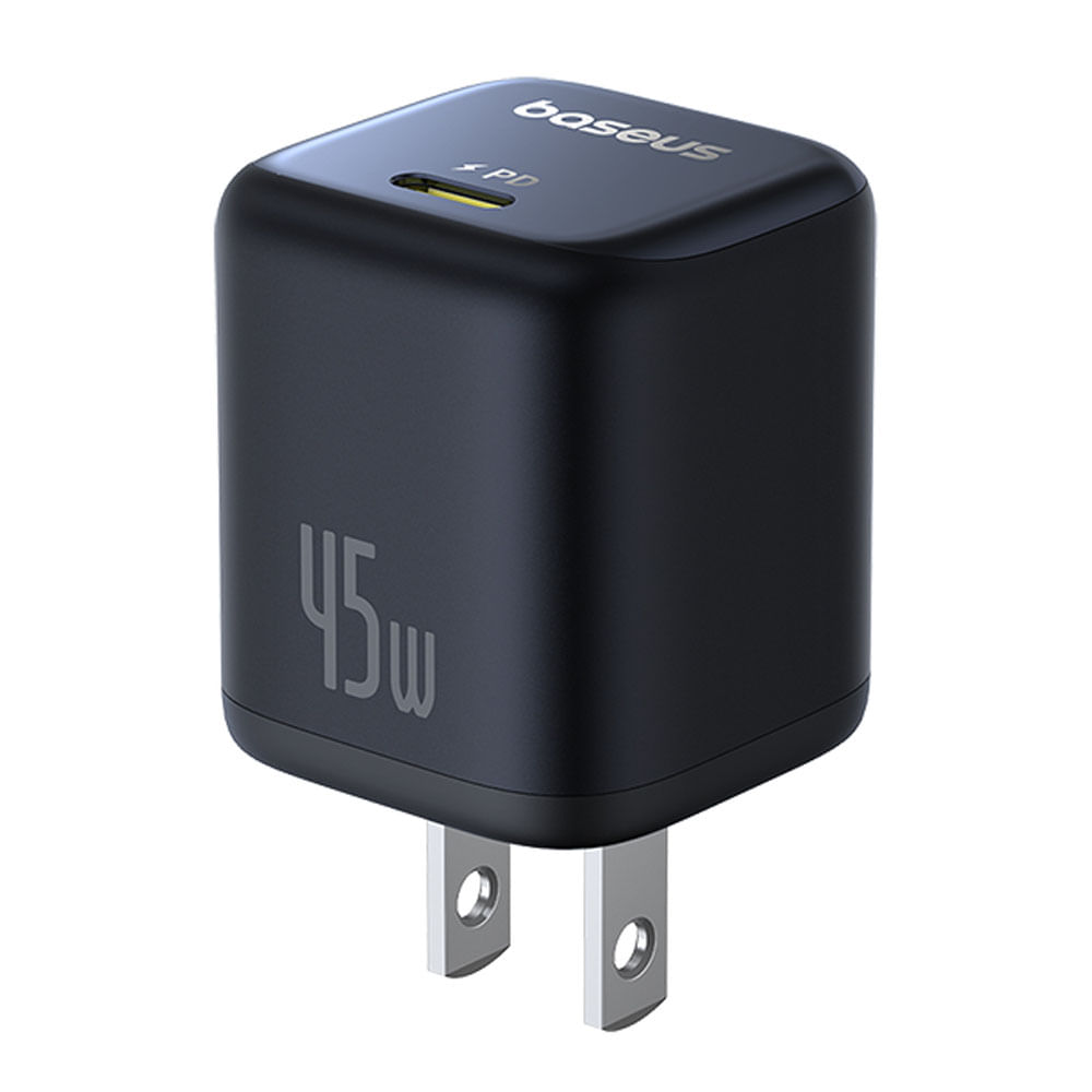 Cargador de pared Baseus PicoGo GaN, 45W, USB Tipo-C, carga rápida, negro