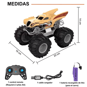 Carro anfibio acrobático, todo terreno 4x4, lobo mostaza, giros de 360°, 15 km/h