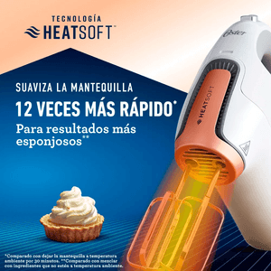 Batidora de mano Oster FPSTHMAMR 370w, 5 velocidades, tecnología HeatSoft, blanco