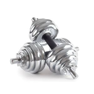 Maletín de pesas y mancuernas de 30 kg, cromadas, Sport Fitness, plateado