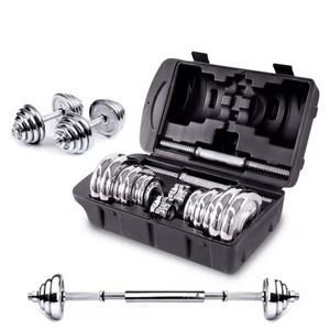 Maletín de pesas y mancuernas de 30 kg, cromadas, Sport Fitness, plateado