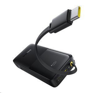 Batería externa Baseus Bipow 2 10000 mAh, 20W, cable USB Tipo-C integrado, negro