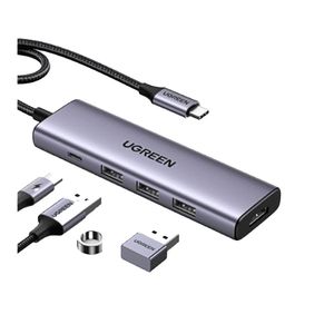 Adaptador USB-C 5 en 1 UGREEN, 15597, HDMI 4K 60Hz, USB 3.0, transferencia rápida