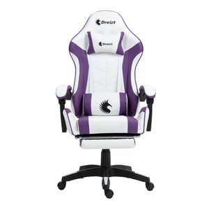 Silla Gamer ergonómica Dreizt Shine series, con reposapiés, reclinable, púrpura y blanco