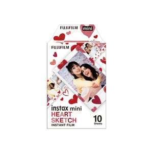 Película FUJIFILM Instax Mini Heart Sketch, 10 hojas, marcos con diseños de corazones, ISO 800