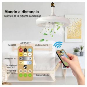 Foco led ventilador, techo, 60W + control, blanco
