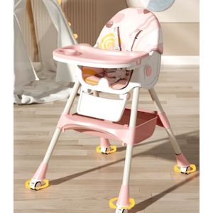 Silla de comer Cadi, respaldo reclinable, plegable, rosado