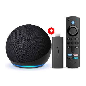 Combo: Parlante inteligente Amazon Echo Dot 5ta generación control Alexa, negro + Convertidor a smart TV Amazon Fire TV Stick HD