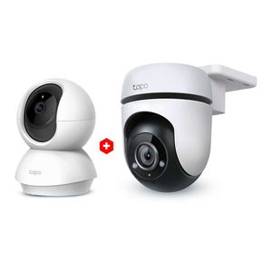 Combo: Cámara de seguridad Tapo C500 exterior, 1080P, Wi-Fi, blanco + Cámara de seguridad Tapo C200 interior, rotativo, 1080P, Wi-Fi, blanco