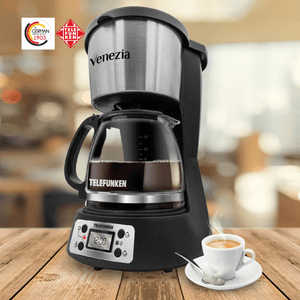Cafetera programable Venezia Telefunken, capacidad 1.5 litros, 1000W, panel digital, negro
