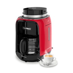 Cafetera eléctrica con molinillo Telefunken Florencia, capacidad 600 ml, 1400W, panel digital, rojo
