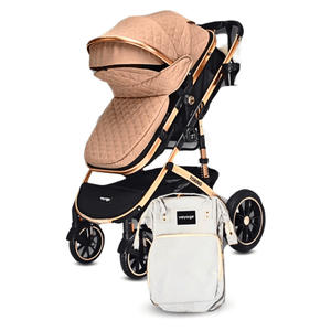 Coche Moisés Premium Thorine, antialérgico, ergonómico + bolso pañalero, melón