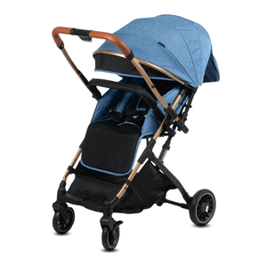 Coche maleta Baby Evo, diseño compacto, seguridad, reposapiés regulable, azul