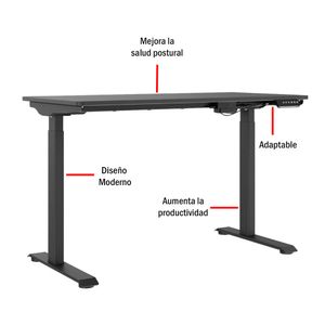 Escritorio UP Ofideas, con altura ajustable, display, eléctrico, negro