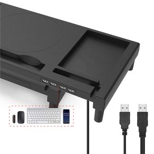 Base para monitor Westminster L17 con puerto USB, ABS, altura ajustada, diseño ergonómico, negro