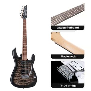 Guitarra eléctrica Gio GRX70QA transparente black burst + Marshall 10W