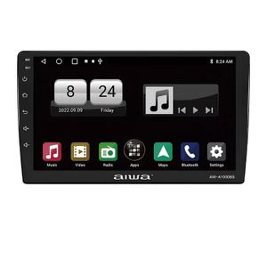 Autoradio Aiwa Quadcore Android Auto/Carplay, pantalla IPS HD 10", táctil, BT/GPS/USB, + Cámara reversa AW-A1000BS, negro