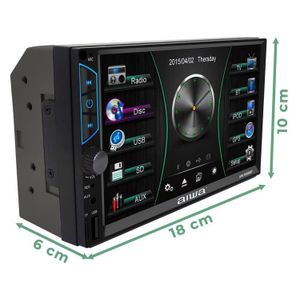 Autoradio Aiwa Mirrorlink Android/iOs pantalla HD 7" táctil, BT/USB/SD/AUX, control remoto, negro -  AW-W660BT