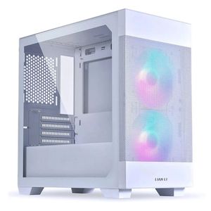 Gabinete Lian Li Lancool 205M Mesh Snow White, incluye 2 ventiladores ARGB, panel lateral de vidrio templado, sin fuente
