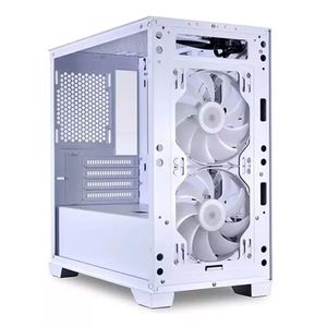 Gabinete Lian Li Lancool 205M Mesh Snow White, incluye 2 ventiladores ARGB, panel lateral de vidrio templado, sin fuente