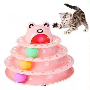 Torre juguete Anavapets, interactivo, 3 bolas móviles, para gatos, rosa