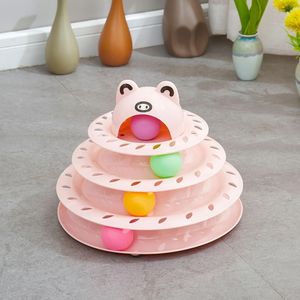 Torre juguete Anavapets, interactivo, 3 bolas móviles, para gatos, rosa