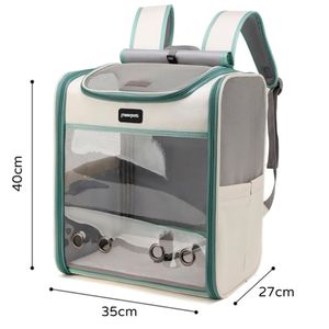 Mochila transportador Anavapets Moorpet, para gatos y perros, aspecto transparente, verde