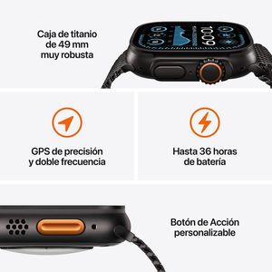 Apple Watch Ultra 2, GPS + celular, caja de titanio de 49mm, correa ocean negro, watchOS, titanium