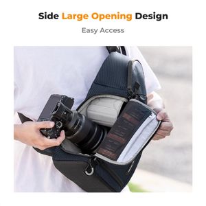 Mochila para cámara K&F Concept, gran capacidad, acceso rápido, azul